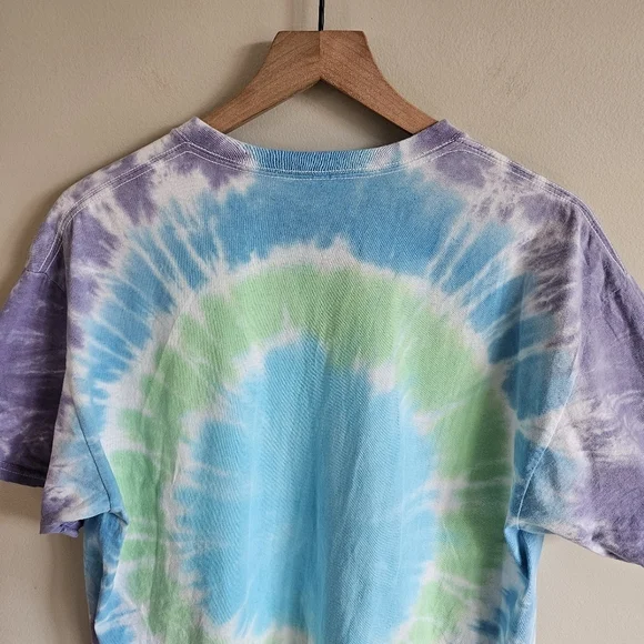 Liquid Blue Tie Dye Led Zeppelin USA 1977 Short Sleeve T Shirt - Picture 9 of 10
